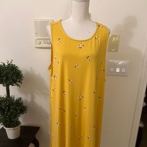 Old Navy Dress Women Yellow A-Line Pullover Floral Sleeveless Sundress